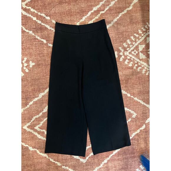 Womens Zara High Waisted Trouser Dress Pants Wide Leg Black Minimalist Medium - Picture 2 of 6